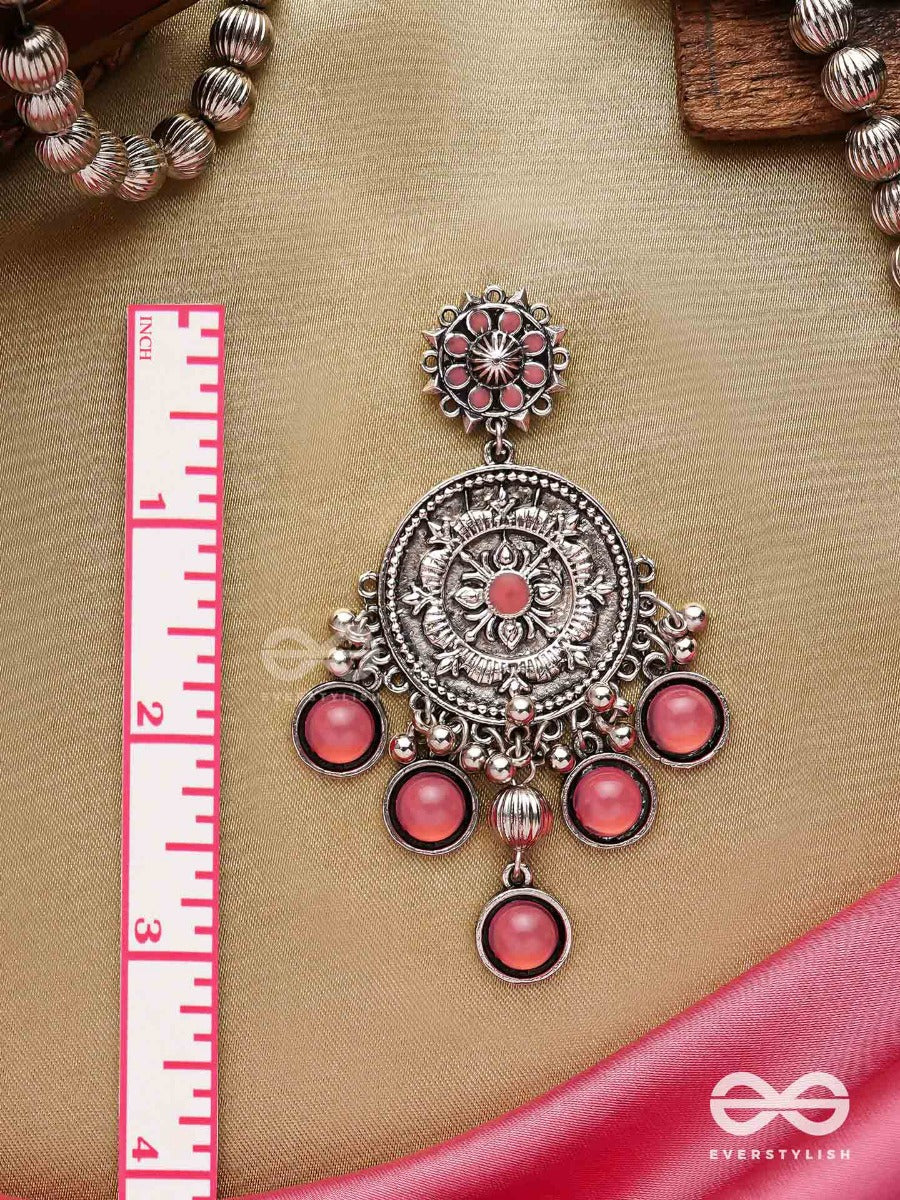 Gem Flower -Pastel Pink Oxidized Earrings