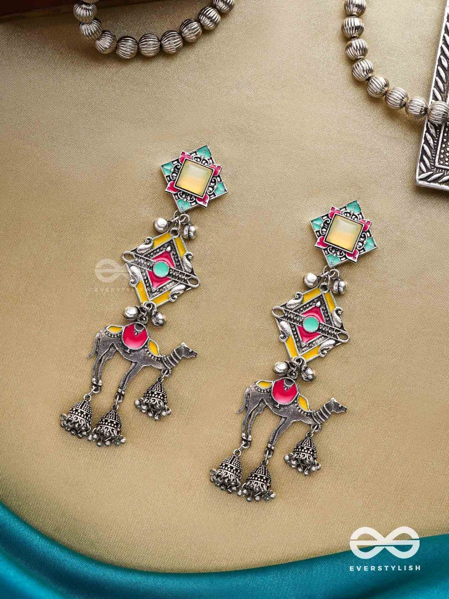 Camel's Charm- Three- Layered Oxidized Earrings