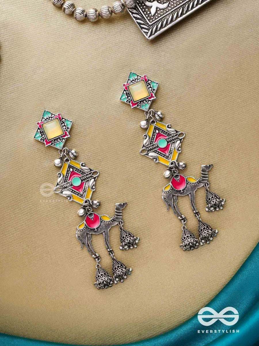 Camel's Charm- Three- Layered Oxidized Earrings
