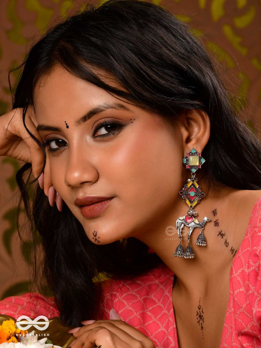 Camel's Charm- Three- Layered Oxidized Earrings