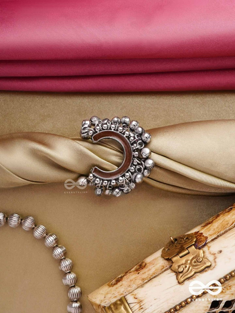 Lunar Embrace- Oxidized Adjustable Ring With Ghungroos