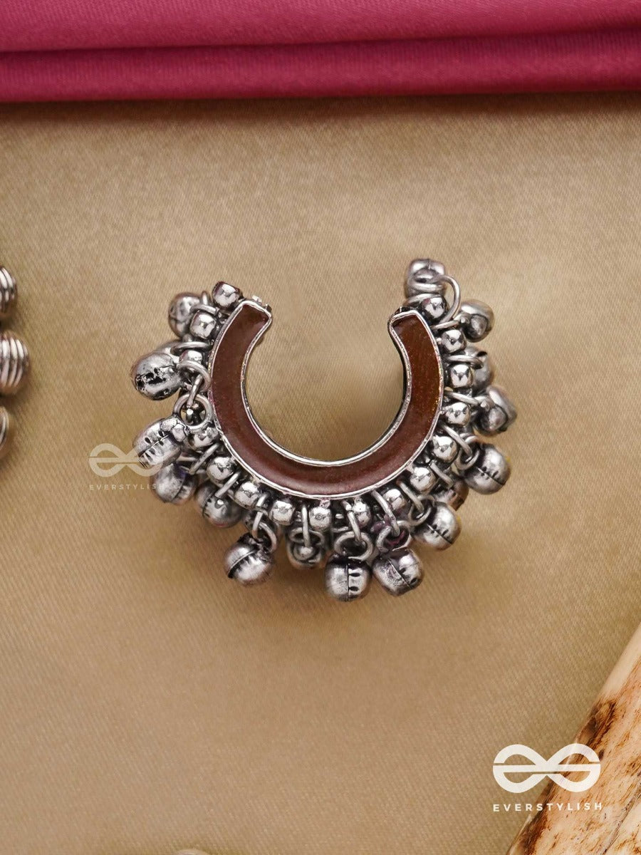 Lunar Embrace- Oxidized Adjustable Ring With Ghungroos