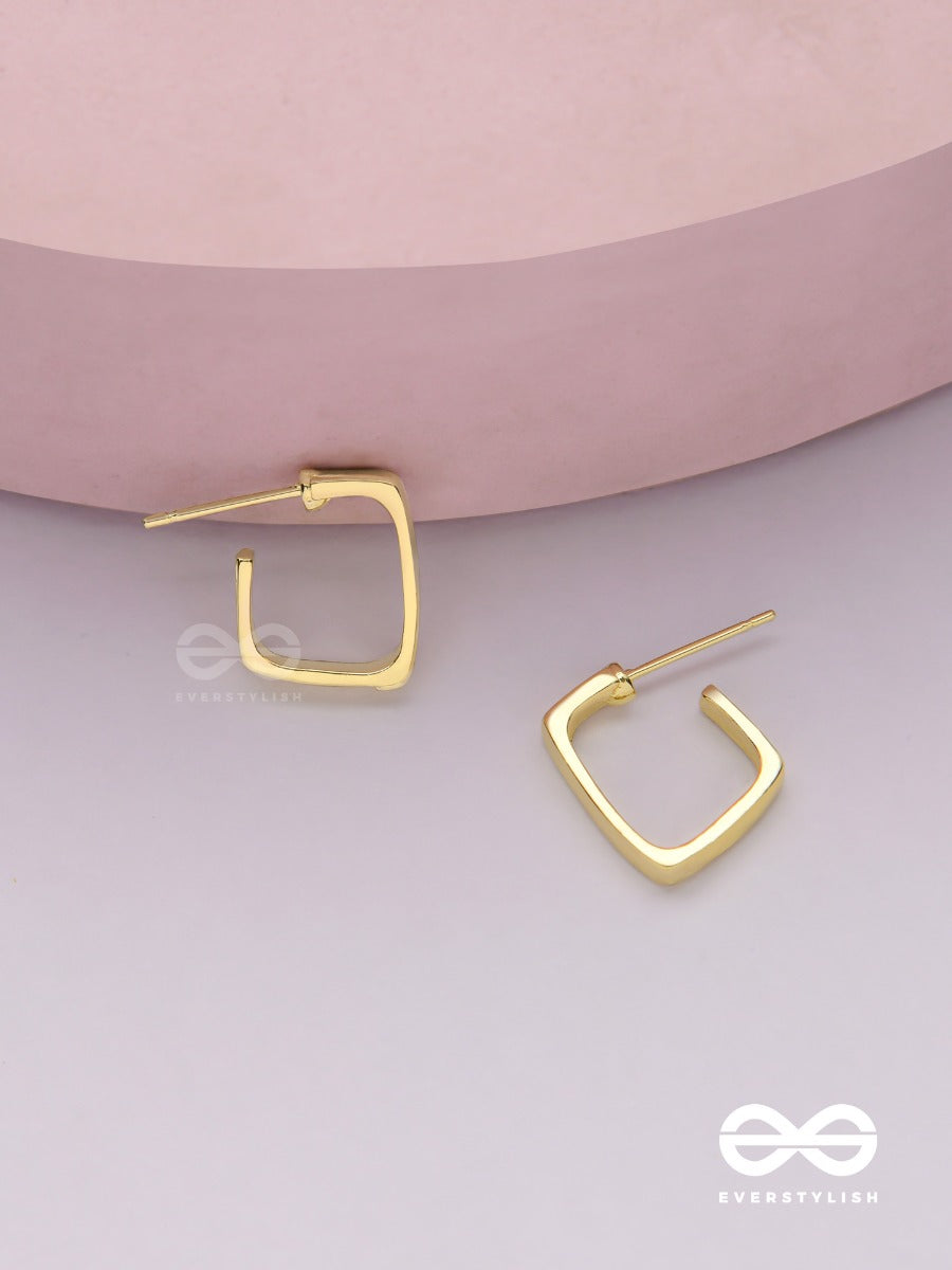 Golden Glimmer- Golden Colored Rectangular Hoop Earrings