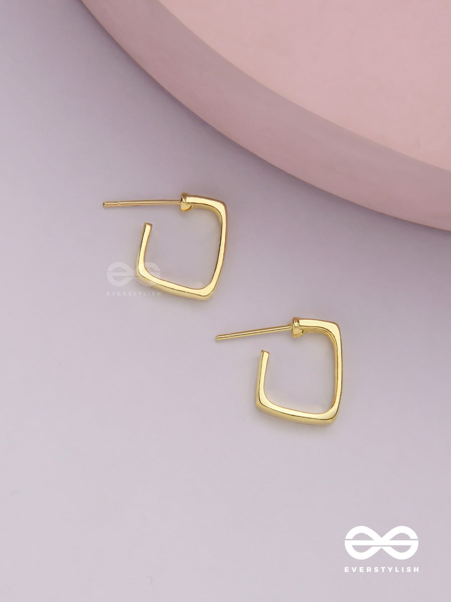 Golden Glimmer- Golden Colored Rectangular Hoop Earrings