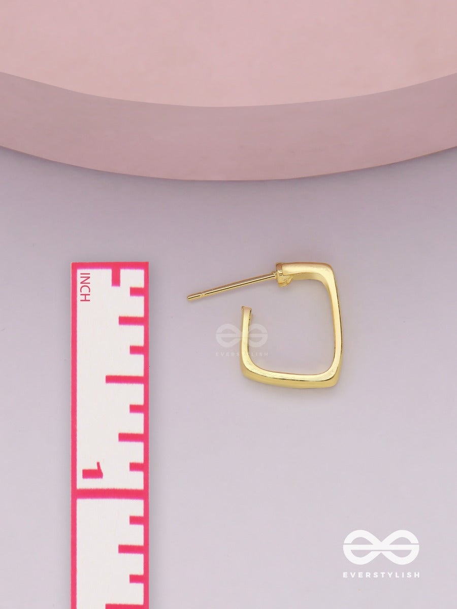 Golden Glimmer- Golden Colored Rectangular Hoop Earrings