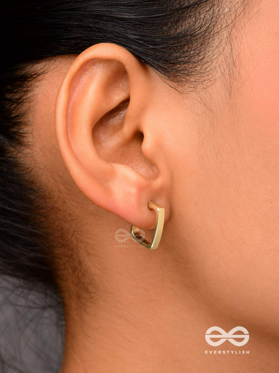 Golden Glimmer- Golden Colored Rectangular Hoop Earrings