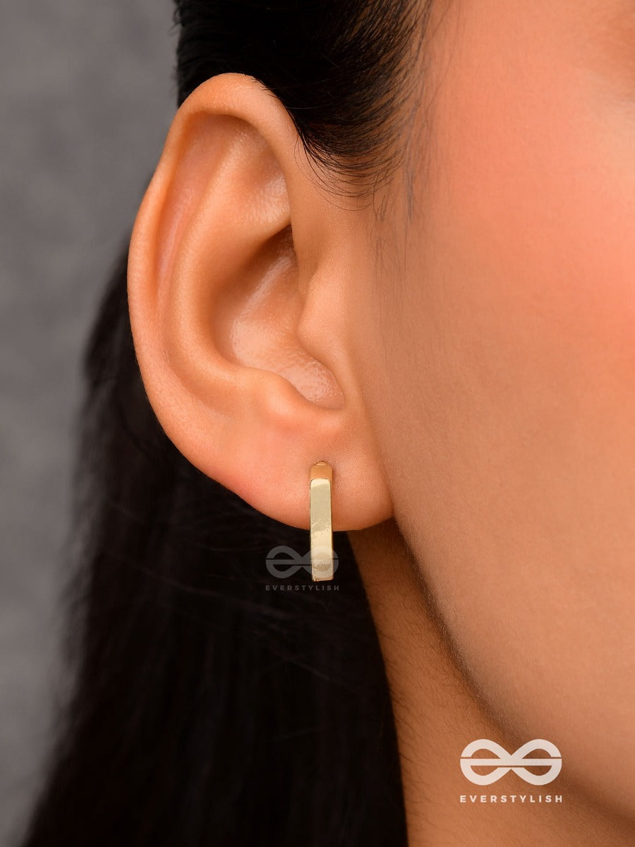 Golden Glimmer- Golden Colored Rectangular Hoop Earrings