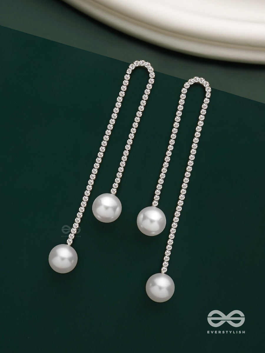 New Dawn - Dangling Crystal Earrings With White Pearl