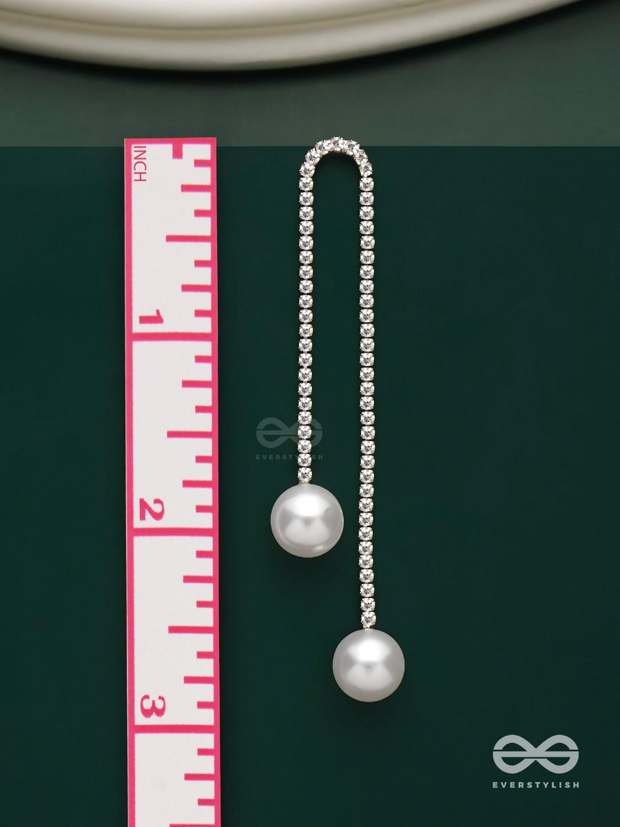 New Dawn - Dangling Crystal Earrings With White Pearl