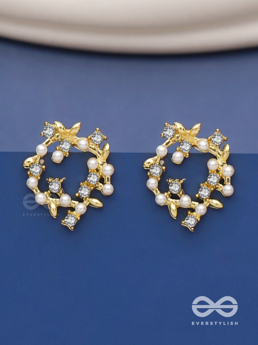 Emerald Vines -Wreath Shaped Pearl Studs