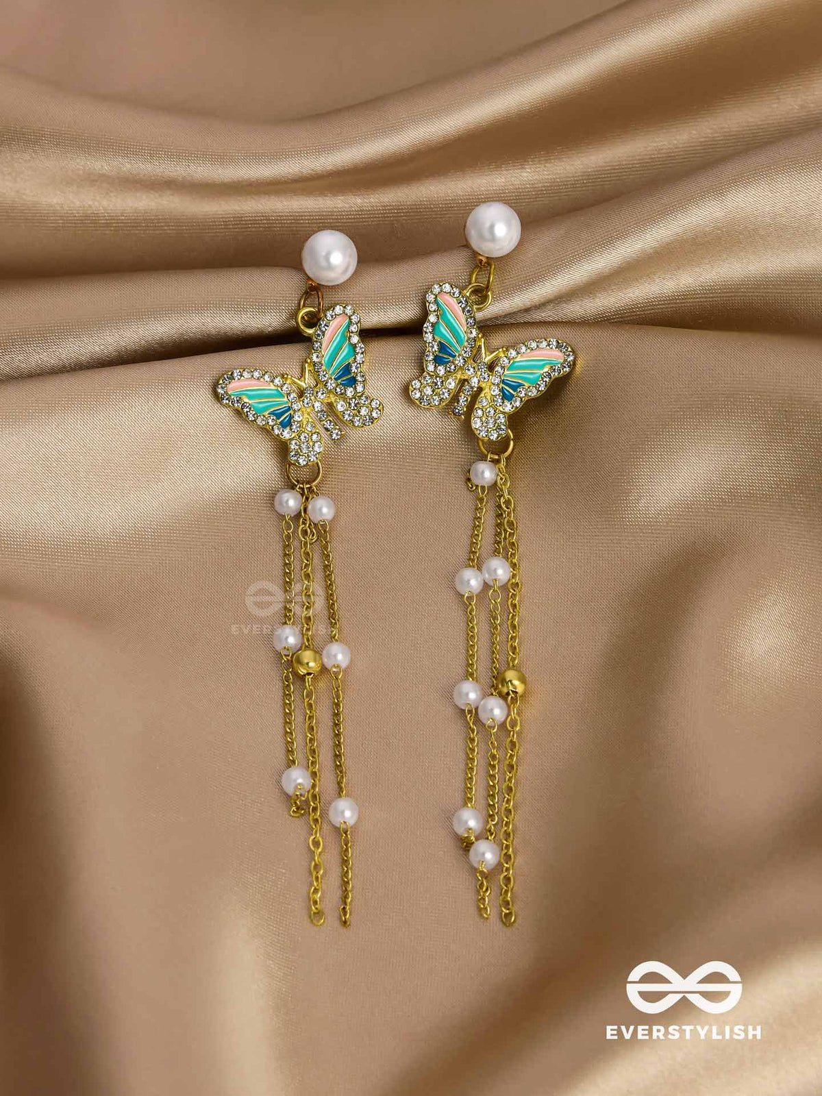 Serene Seabreeze - Dangling Butterfly Aqua Earrings