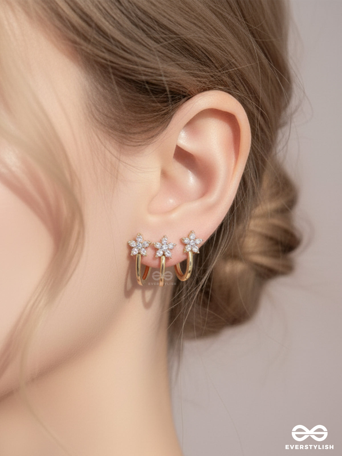 Queen's Delight - Crown Shaped Golden Crystal Studs