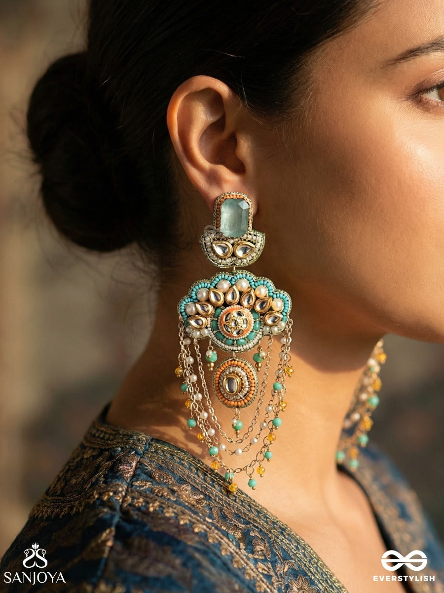 Vibhutimala - Ornamental Grace - Decorative Earrings With Embellished Motifs And Cascade Details