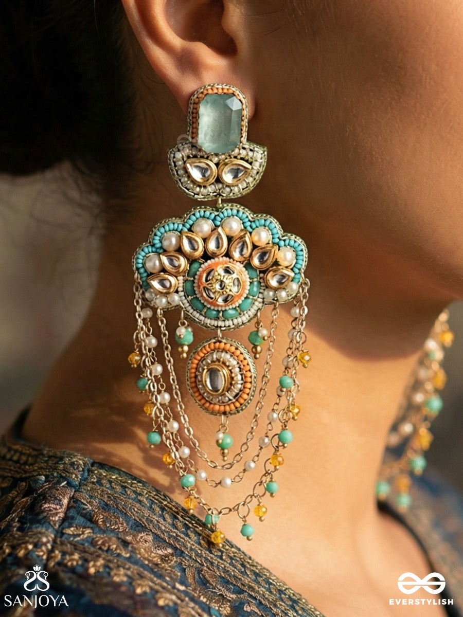 Vibhutimala - Ornamental Grace - Decorative Earrings With Embellished Motifs And Cascade Details