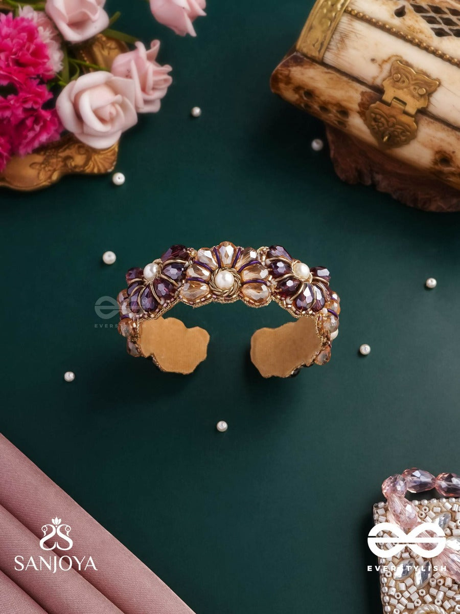 Shyamalika - Dark Bloom A Floral-Inspired Bracelet Adorned With Dark-Hued Gemstones And Pearls
