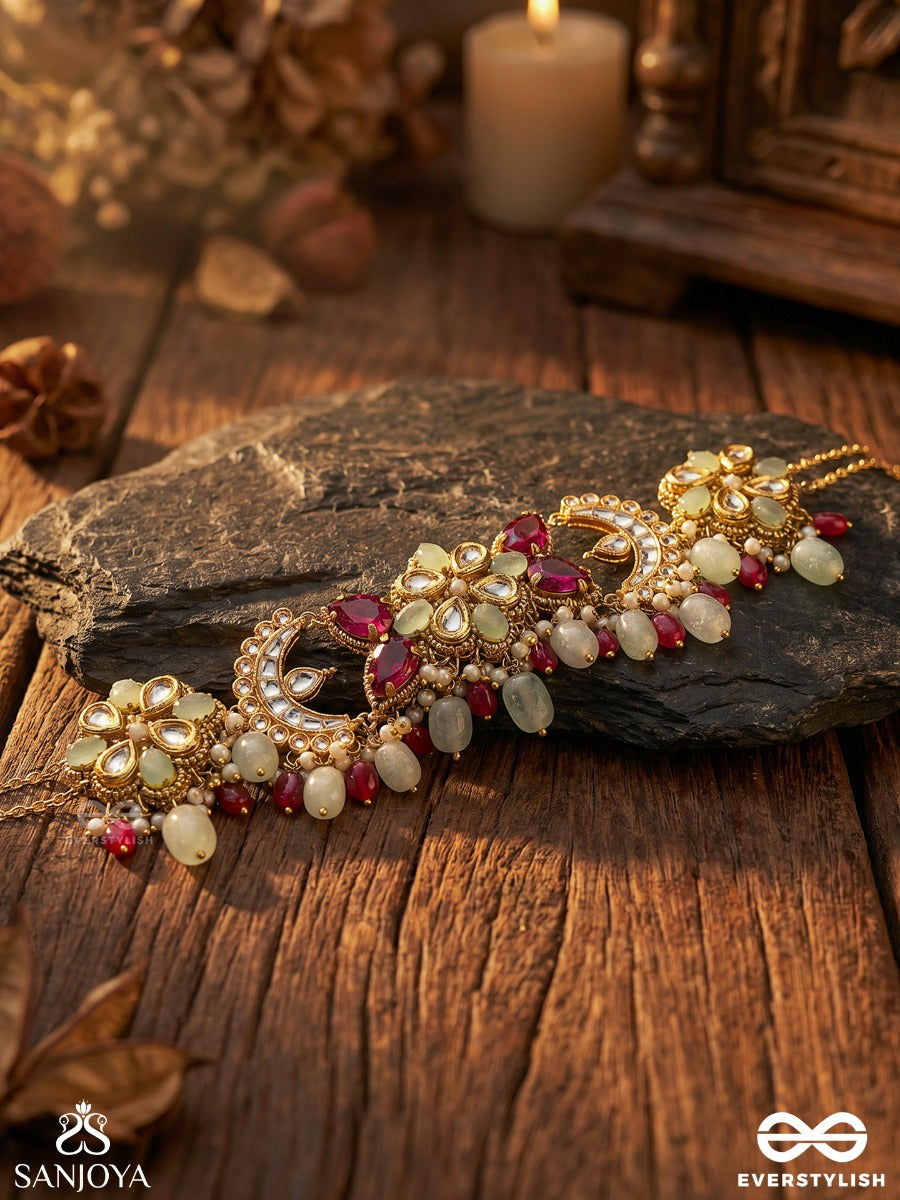 Ratnashringa - Jewelled Crest - Statement Necklace With Ornamental Panels And Multi-Drop Details