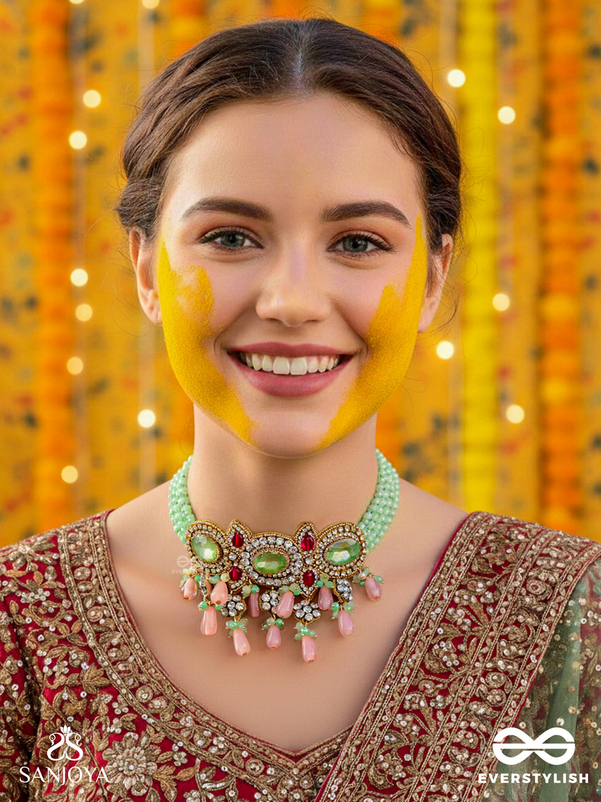Pankhuri Dhara - Suhana Khan Inspired Neckpiece Featuring Cascading Pink Beads And Sparkling Gemstones