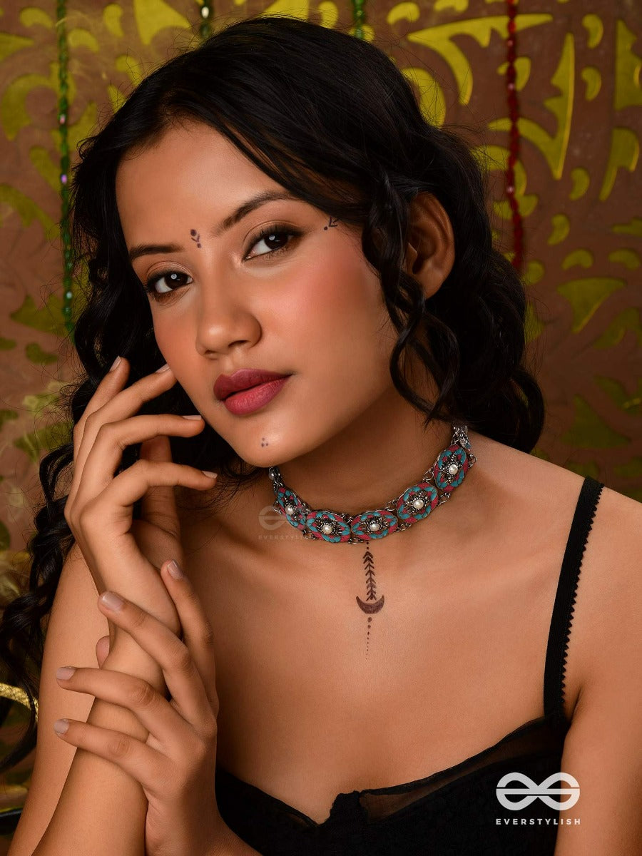 Lotus Dream- Vibrant Enameled Tribal Choker