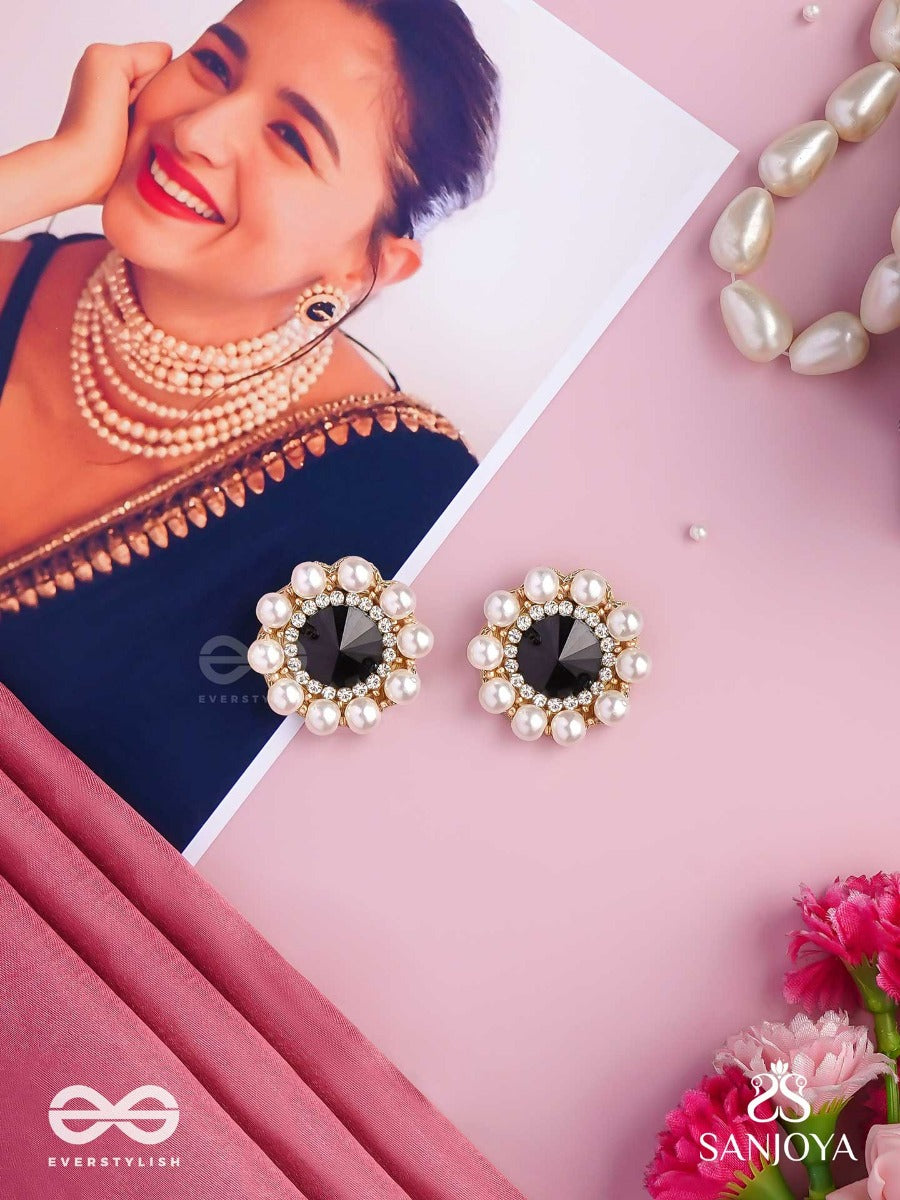 Ratriratna - Alia Bhatt Inspired Earrings With A Black Stone And Pearls, Symbolizing Purity And Elegance