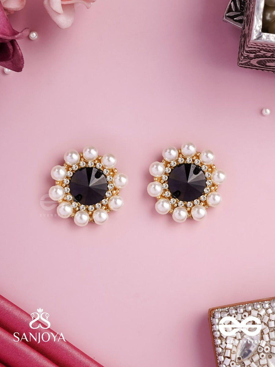 Ratriratna - Alia Bhatt Inspired Earrings With A Black Stone And Pearls, Symbolizing Purity And Elegance