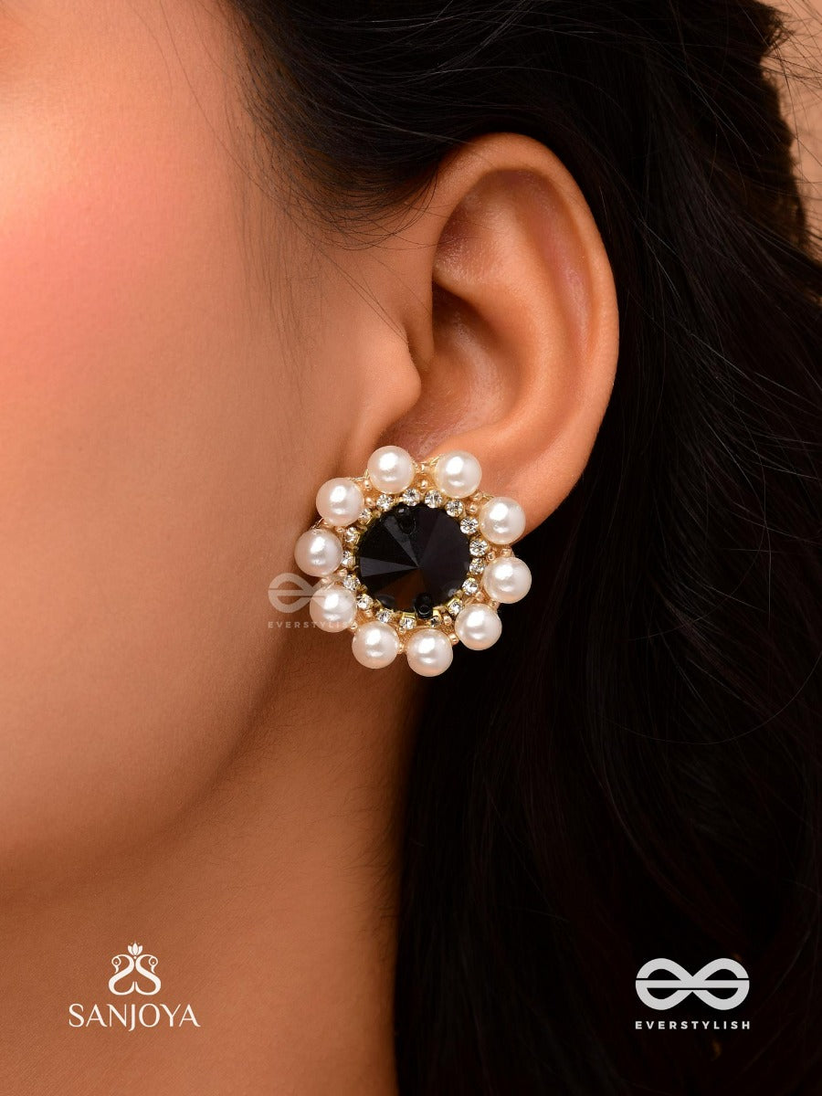 Ratriratna - Alia Bhatt Inspired Earrings With A Black Stone And Pearls, Symbolizing Purity And Elegance