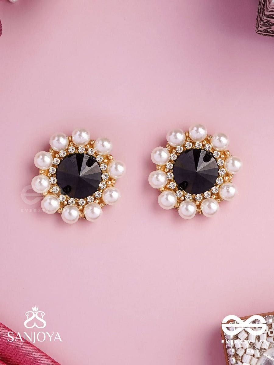 Ratriratna - Alia Bhatt Inspired Earrings With A Black Stone And Pearls, Symbolizing Purity And Elegance