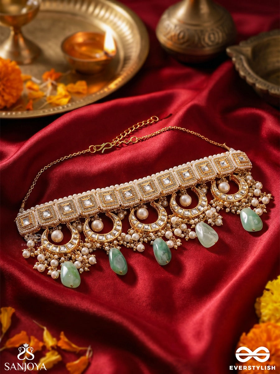 Vasuchakra - Treasured Circles - Festive Necklace With Ornamental Loops And Drop Accents
