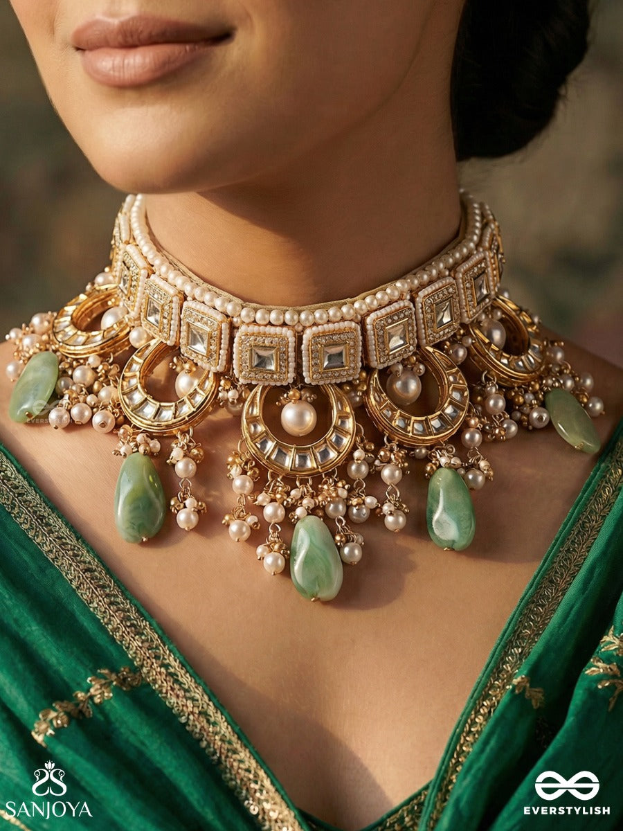 Vasuchakra - Treasured Circles - Festive Necklace With Ornamental Loops And Drop Accents
