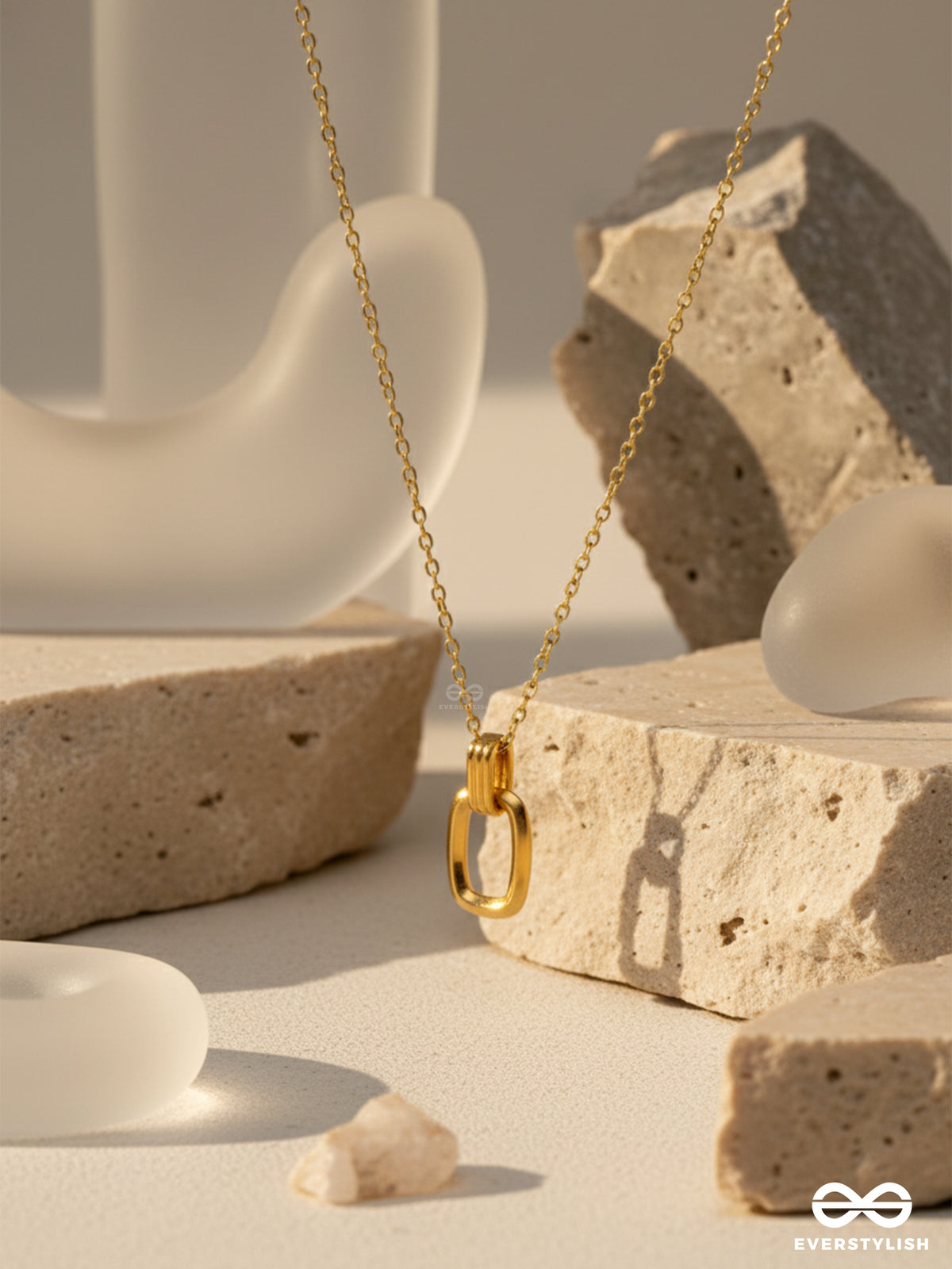 Dainty Darling - Stainless Steel Anti-Tarnish Rectangle Pendant Necklace