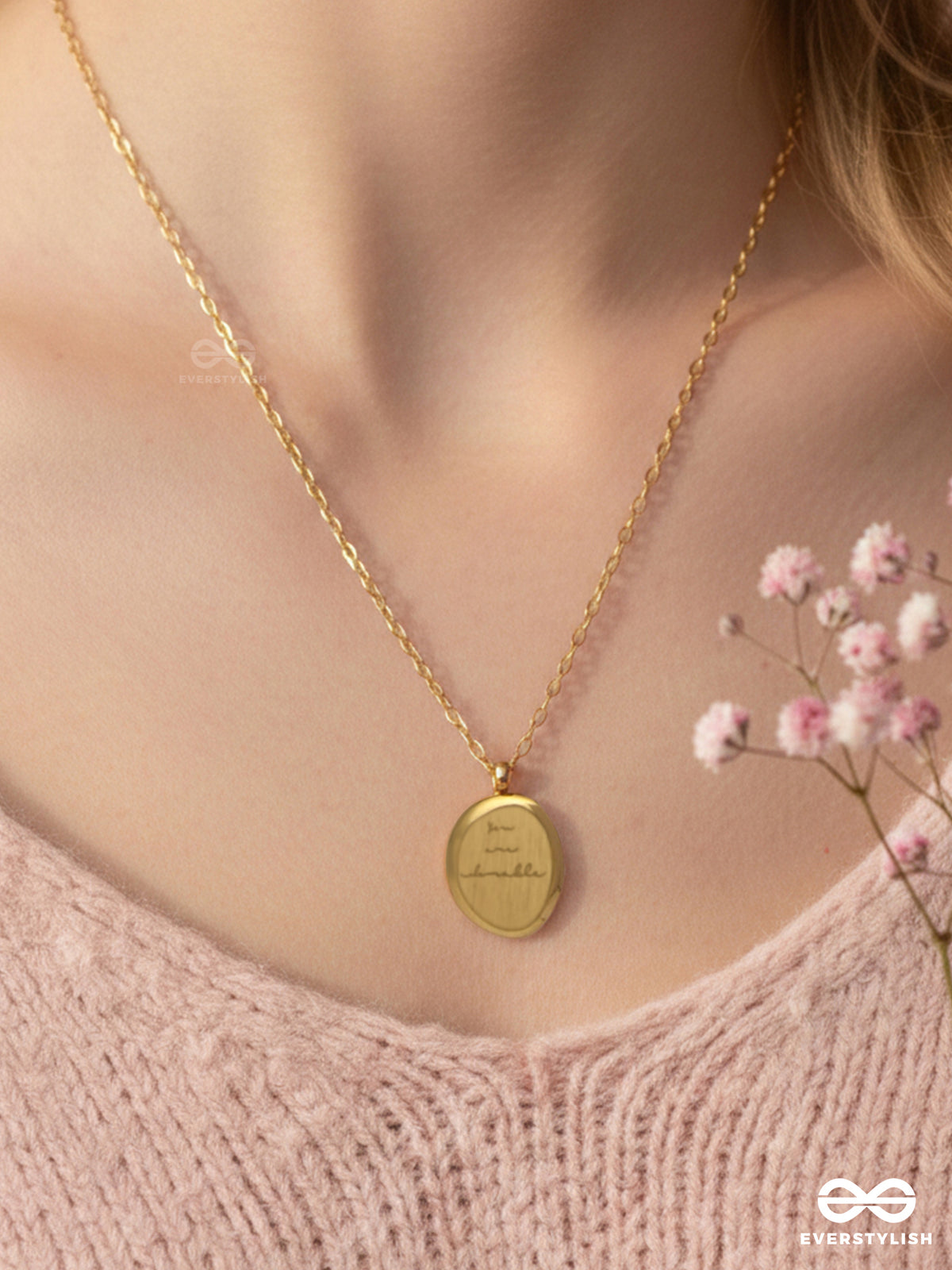 Golden Keepsake - Stainless Steel Anti-Tarnish Engraved Neckpiece