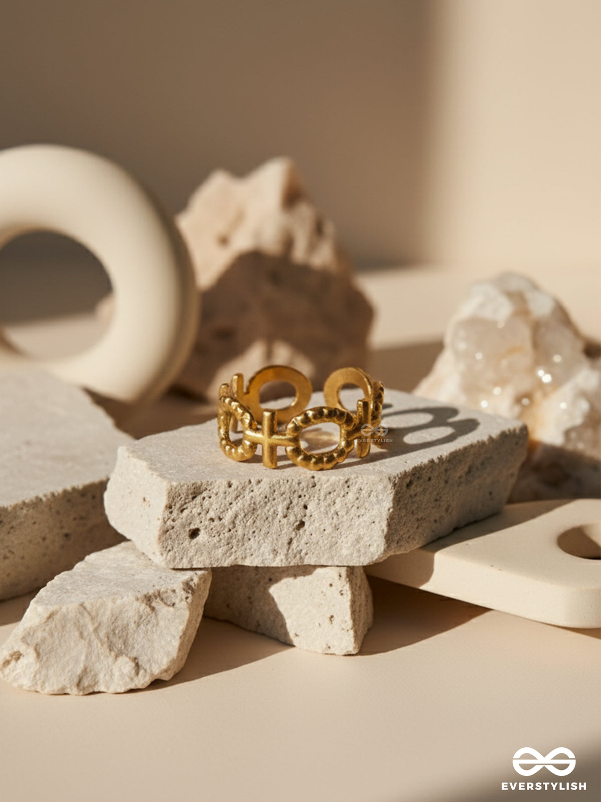 Sacred Ties - Stainless Steel Anti-Tarnish Golden Geometric Ring