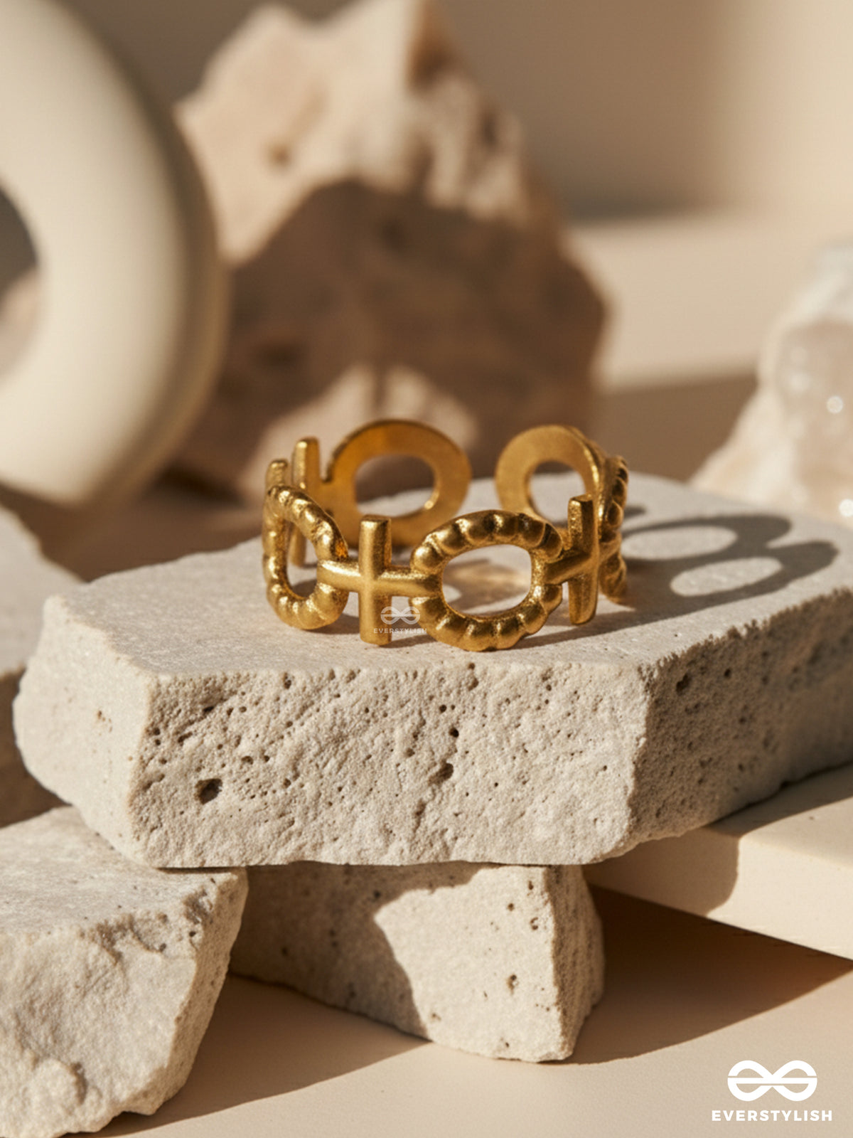 Sacred Ties - Stainless Steel Anti-Tarnish Golden Geometric Ring
