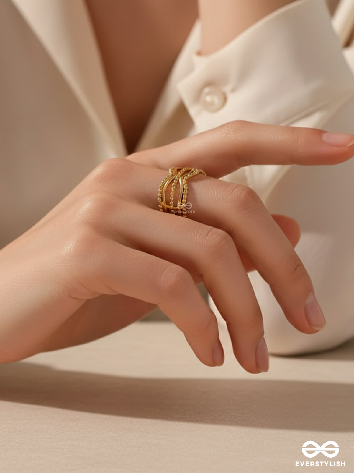Zig- Zag Grace - Stainless Steel Anti-Tarnish Statement Ring