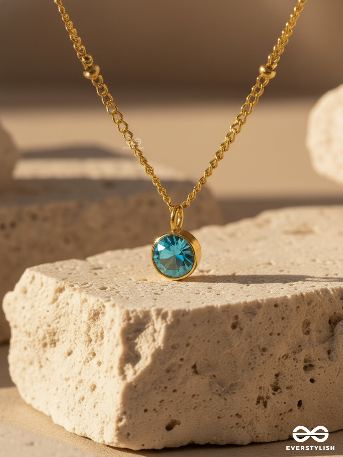 Teal Aura - Stainless Steel Anti-Tarnish Elegant Blue Pendant Necklace