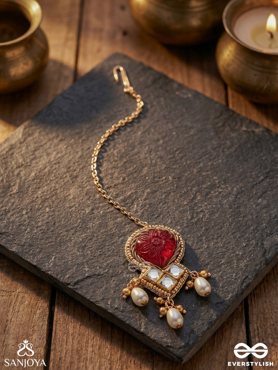 Premabhushanam - Adornment Of Love - Cutdana And Pearls Complete With Mirror Work Maang Tika