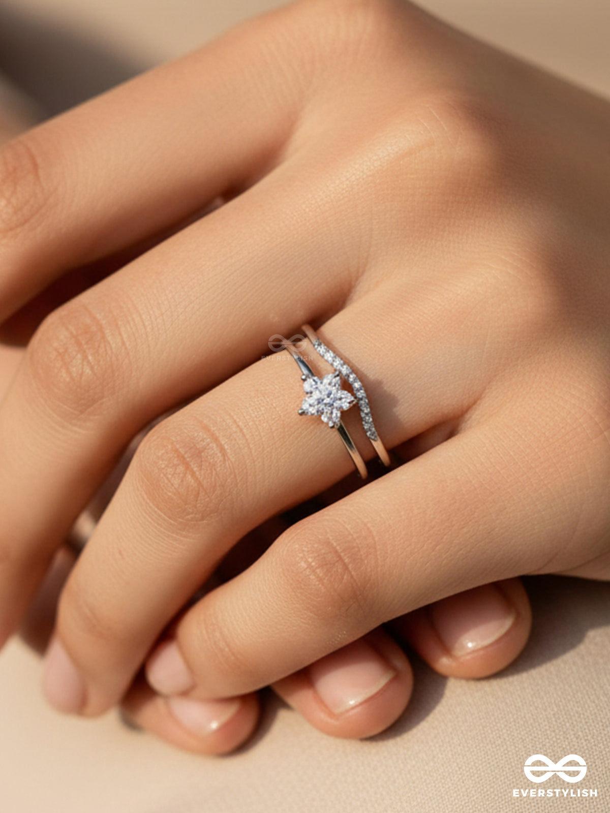 Winter Twinkle- Dainty Snowflake Ring With Sparkling Cubic Zirconia