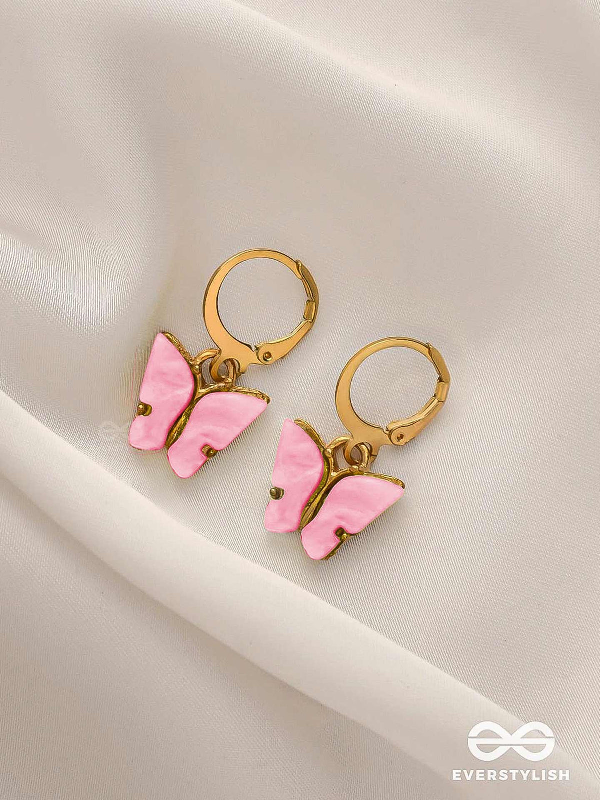 Take The Sky Like A Butterfly - Cute Dangler Earrings (Soft Pink)