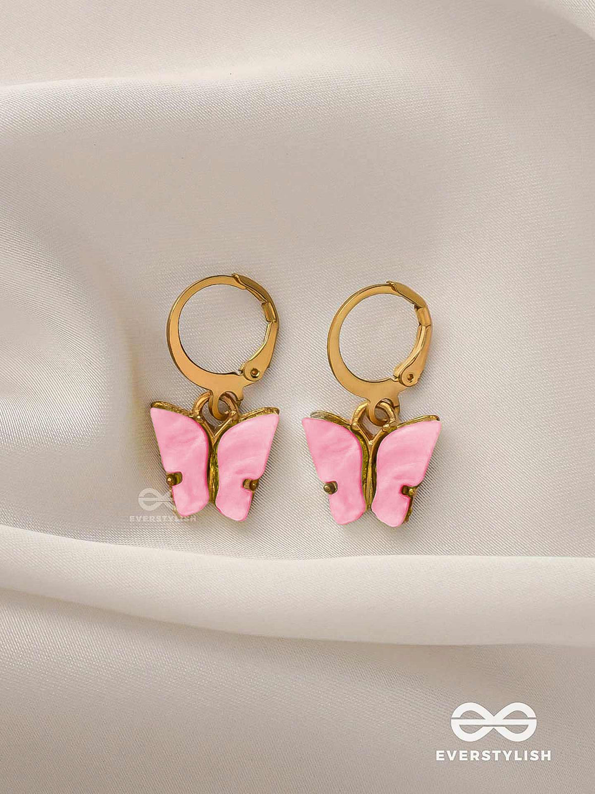 Take The Sky Like A Butterfly - Cute Dangler Earrings (Soft Pink)