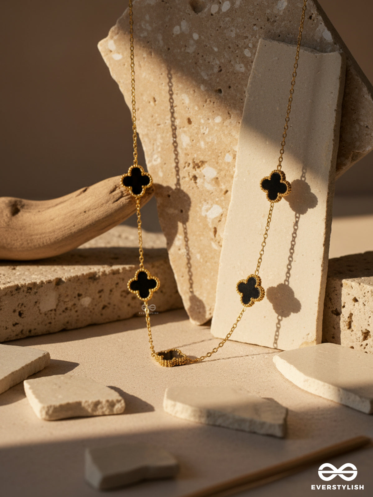 Golden Black Clover - Stainless Steel Necklace