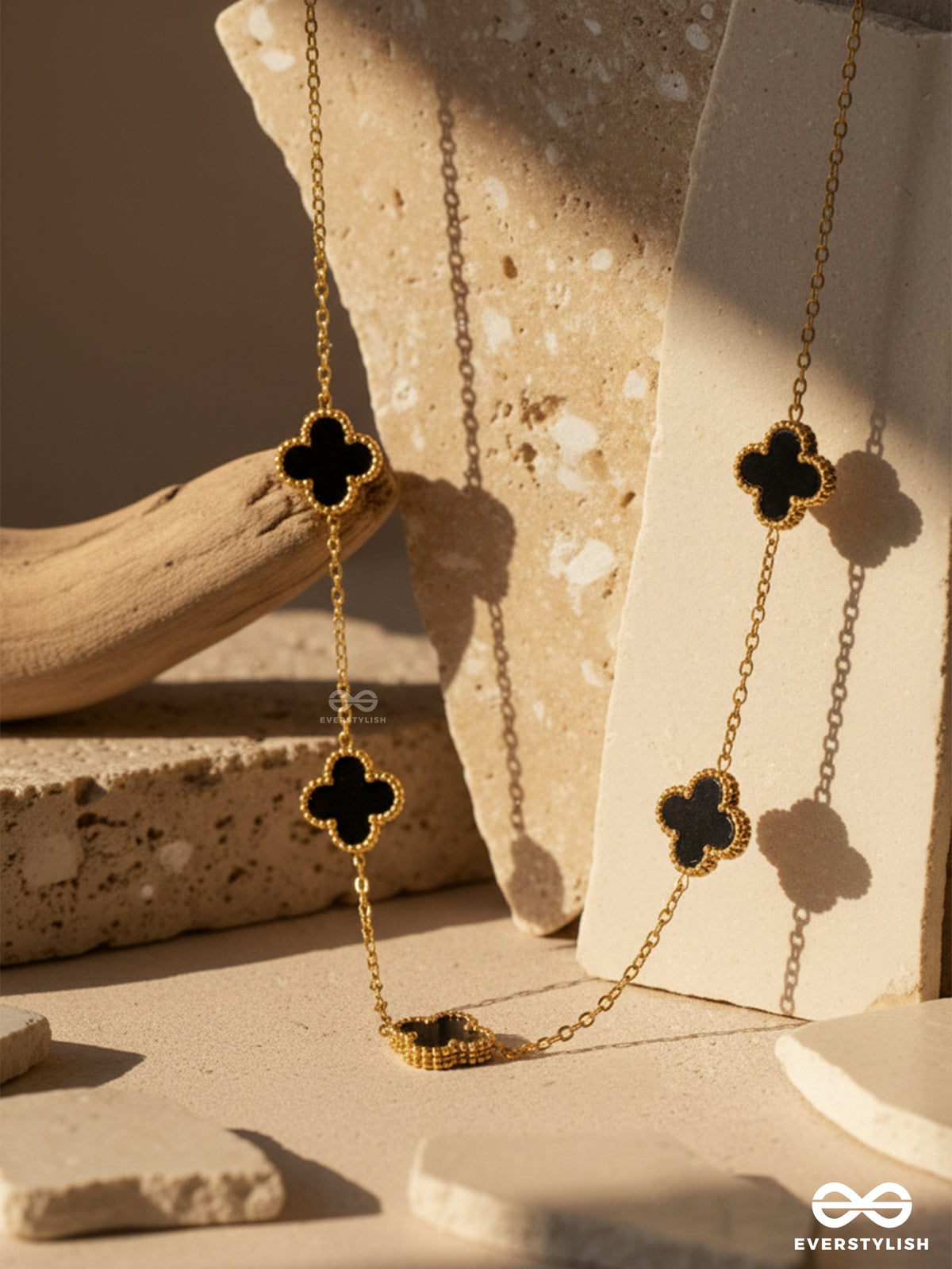 Golden Black Clover - Stainless Steel Necklace
