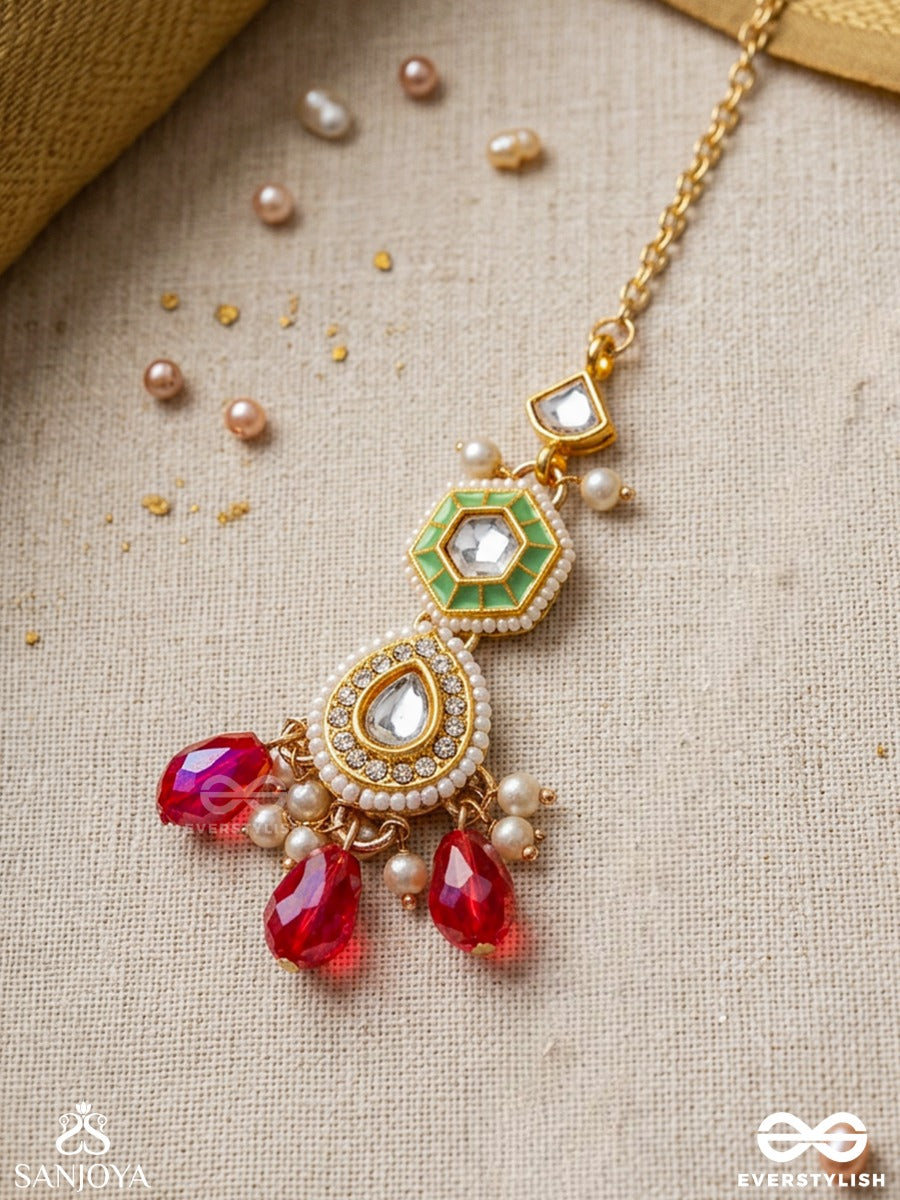 Rupanjali - Tribute To Beauty - Pearls, Beads And Kundan Hand Embroidered Maang Tika