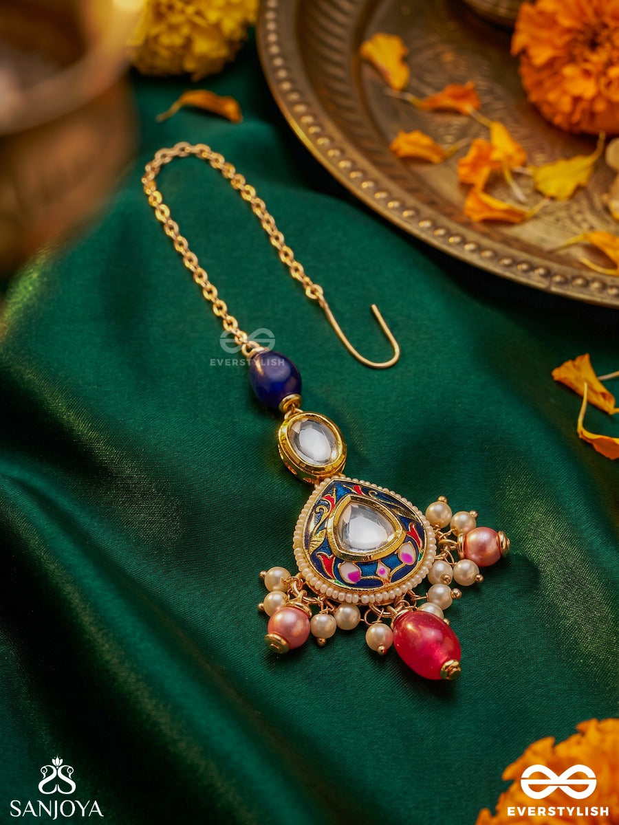 Vyomshila - Sky Essence - Delicate Maangtika With Embellished Motif And Dangling Multi-Stone Details