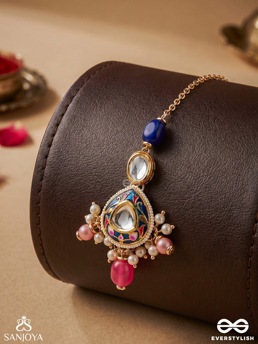 Vyomshila - Sky Essence - Delicate Maangtika With Embellished Motif And Dangling Multi-Stone Details
