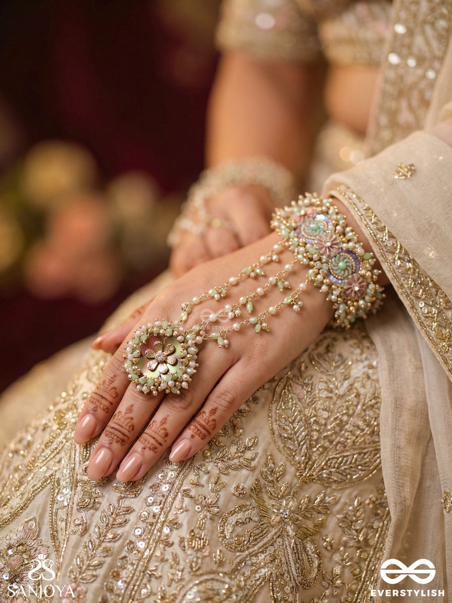 Rangolika - A Canvas Of Colors - Pearls, Colorful Beads And Golden Hand Embroiderd Hathphool