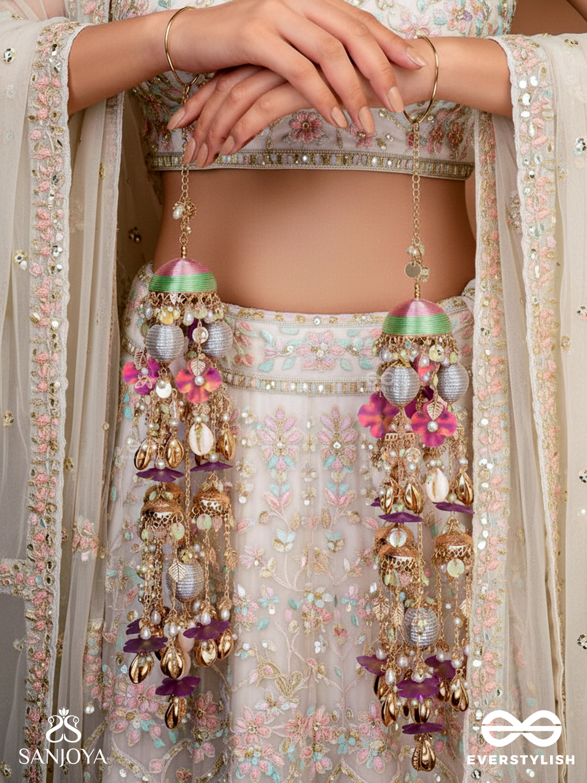 Rangolika - A Canvas Of Colors - Floral Inspired Metallic Chains With Vibrant Beads And Shells Hand Embroiderd Kaleere