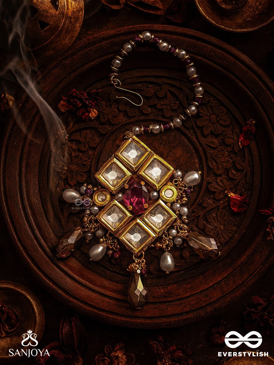 Dharaharatna - Jewel Of Heritage - Hand Embroidered Bridal Kundan Set With Choker Neckpiece, Earrings And Maangtika