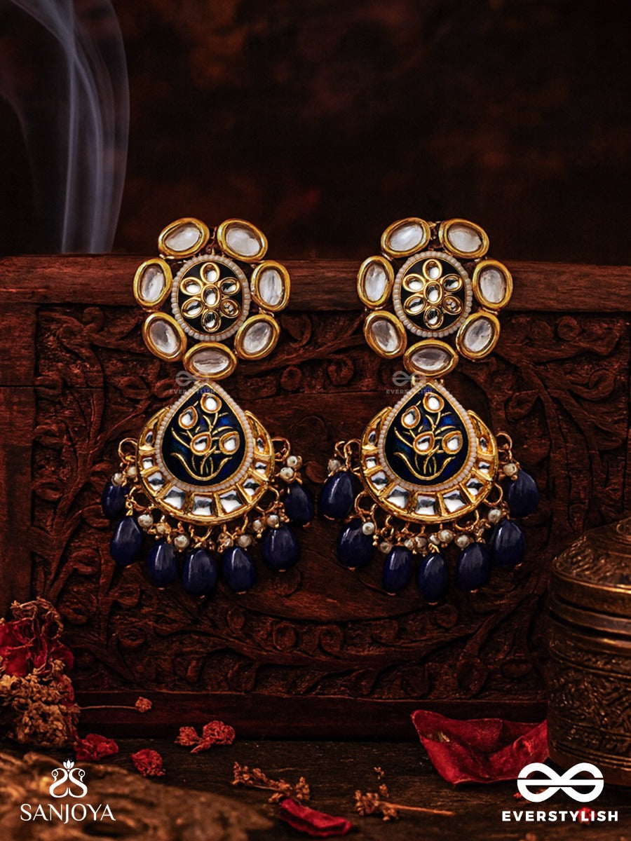 Nirasundari - Ocean Beauty - Hand Embroidered Bridal Kundan Set With Necklace, Earrings And Maangtika