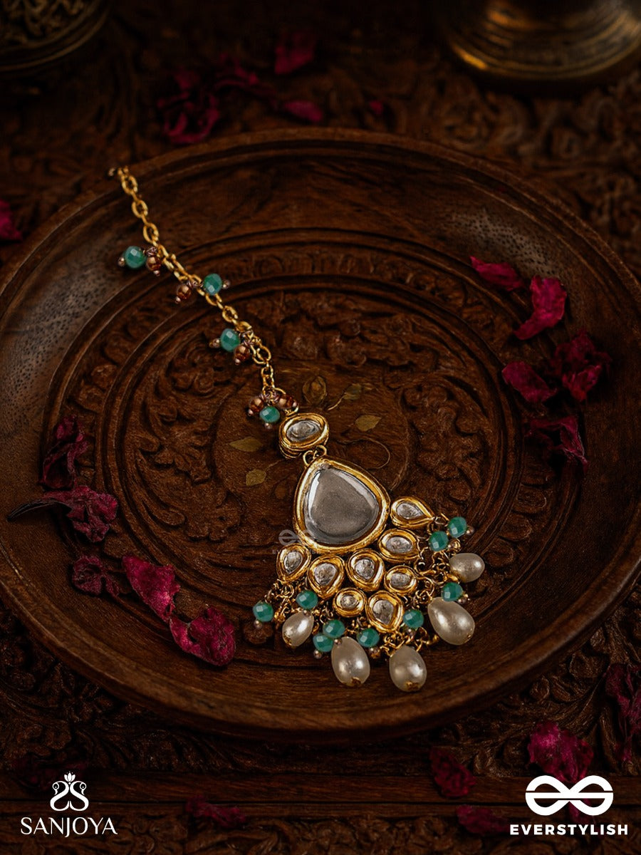 Taralashobha - Flowing Beauty - Hand Embroidered Bridal Kundan And Pearl Set With Necklace, Earrings And Maangtika