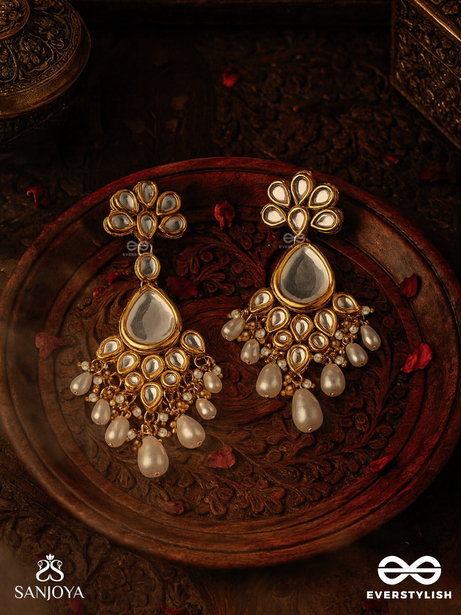 Paramananda - Pure Bliss - Hand Embroidered Bridal Kundan And Pearl Set With Necklace, Earrings And Maangtika