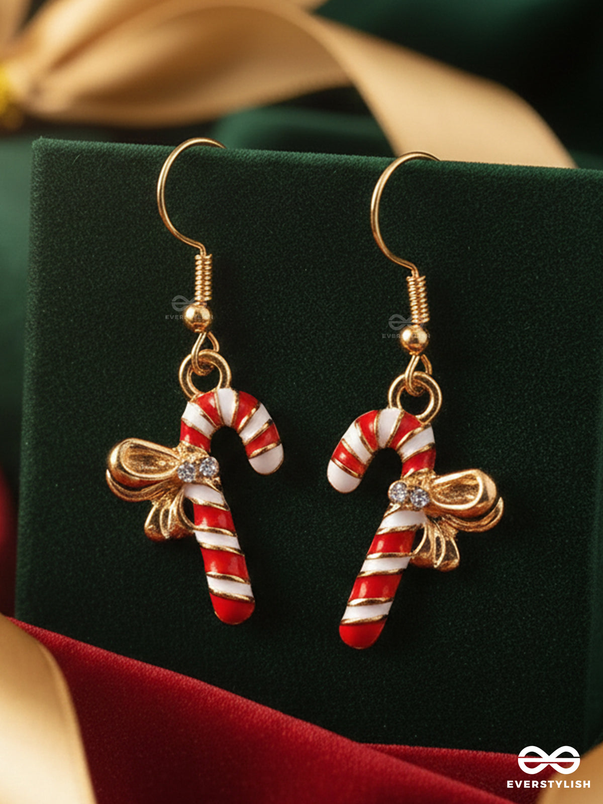 Sugar Sparkle - Christmas Inspired Candy Cane Earrings With Enamel